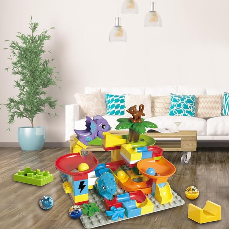 68 قطعة من مكعبات بناء مسار انزلاق الديناصور لغز المتاهة لعبة مونتيسوري التعليمية STEM هدية للأطفال من عمر 3 سنوات فما فوق - Image 4